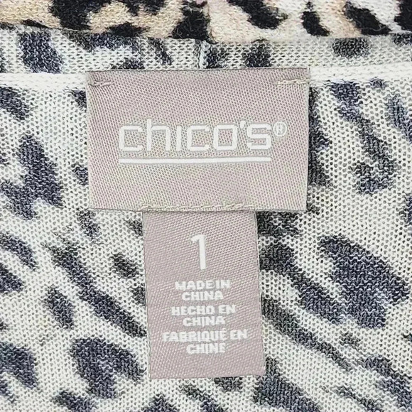 Chico's Leopard Wrap Front Long Sleeve Sweater Top Women's 1/ M - Picture 6 of 8